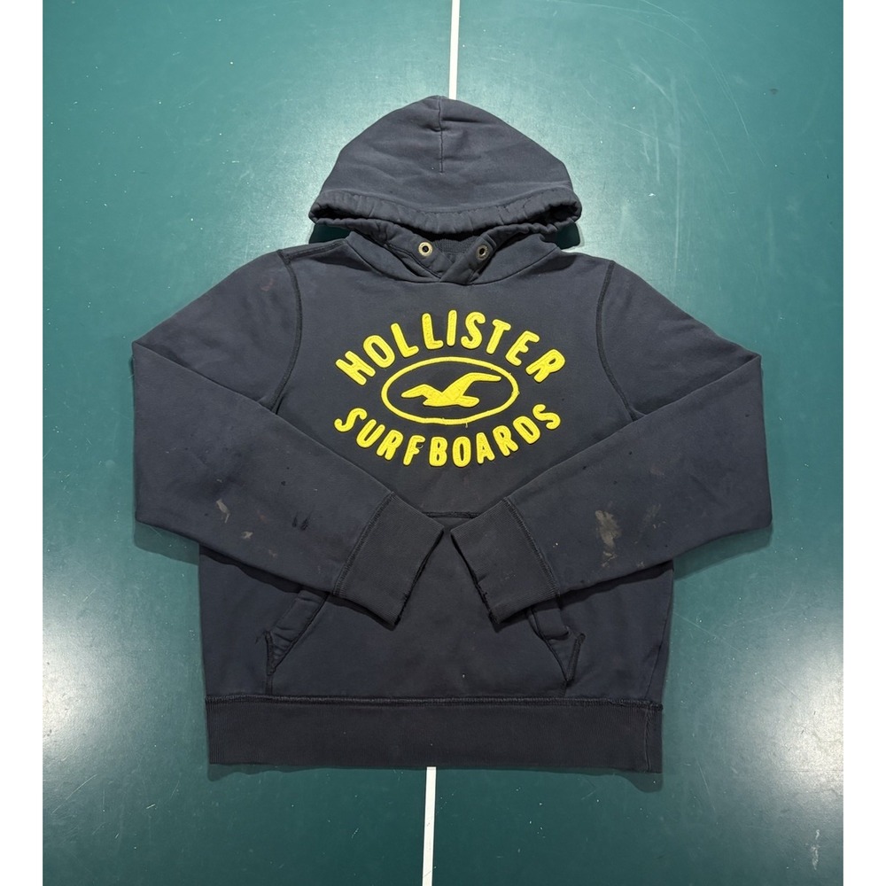 Vtg Hollister Surfboards Hoodie Men's XL Faded Navy Blue Thrashed Distressed Y2K